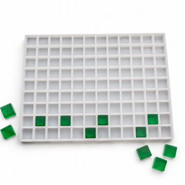 16mL Square Gummy Mold - 99 Cavities with translucent emerald green square gummies